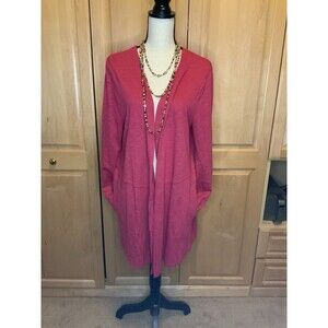 Chicos Women’s 2 US L Pink Lightweight Duster Cardigan With Pockets